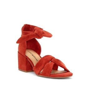 Kaylah Wrap Tie Rust Suede Block Heel